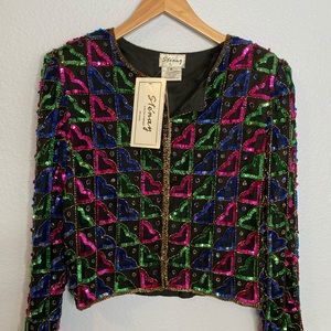 Vintage sequined cropped medium colorful top